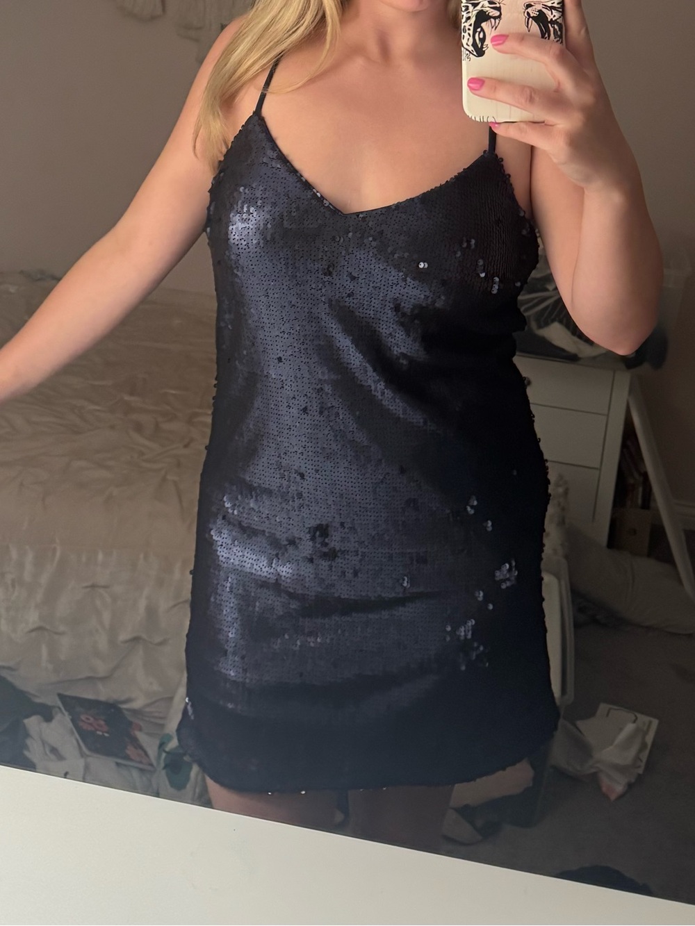 sequins mini slip dress
